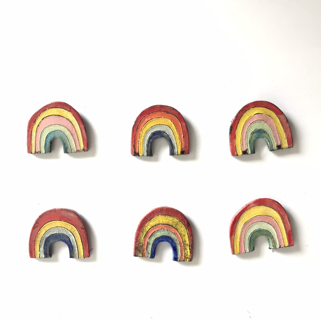Amanda Banham raku ceramics rainbows