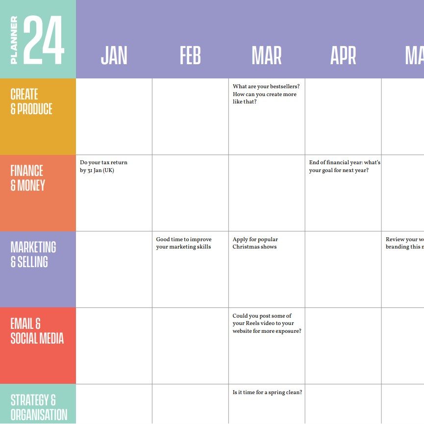 The Design Trust 2024 one-page-one-year business plan (free with our wall planner)