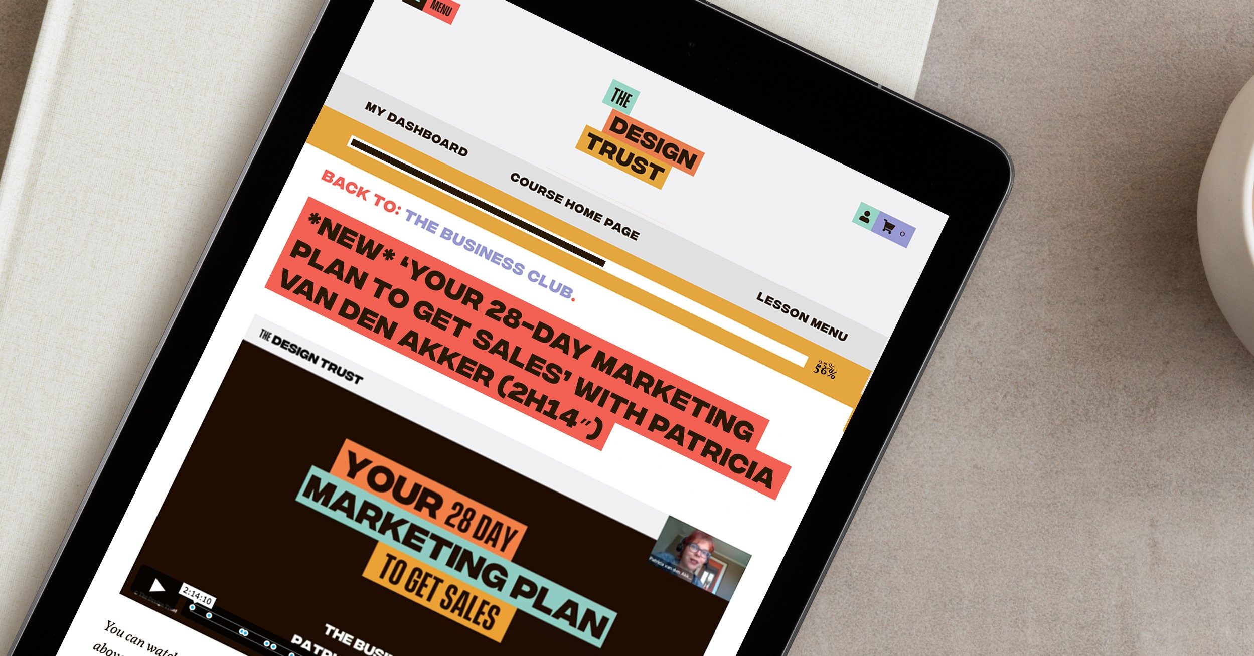 Business Club inside session marketing plan on tablet