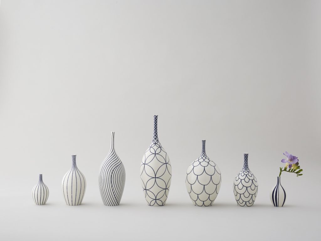 Rhian Malin Ceramics Blue and White Vases 