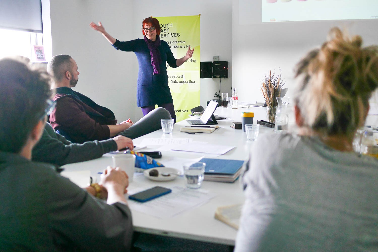 Patricia teaching creative workshop in Eastbourne